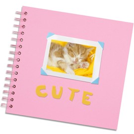 Vienrose DIY Scrapbook Album 7x7 Inch Hardcover Kraft Paper Scrap Book Photo Albums with 40 Blank Pages for Wedding Baby Shower, Pink