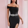 Wriidy Wide Women Belt Rhinestone Elastic Belt Black Stretch Waistband