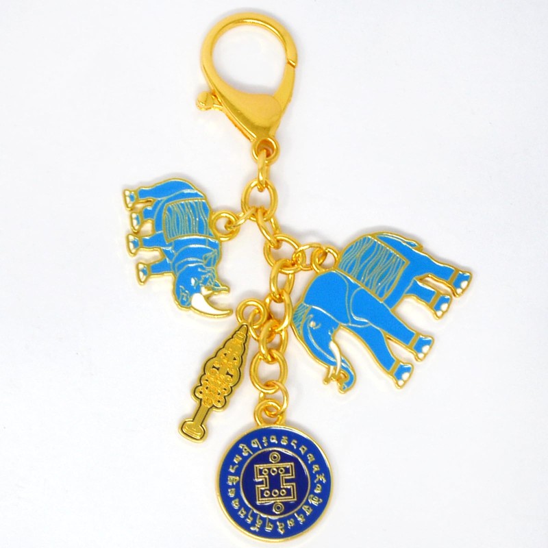 Isui Elephant Rhinoceros Keychain Charm Animal Key Chain Feng Shui