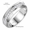 SweetJew Mens White Gold Wedding Ring Band 925 Sterling Silver