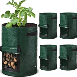 morytrade Potato Pot, Gardening Pot with Window, Planter, Cultivation Bag, Free Research, Home Garden (Set of 4)