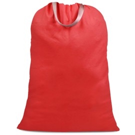 SANFERGE Cotton Linen Laundry Bag with Handles and Drawstring Straps Heavy Duty Extra Large Laundry Bag for Laundry and Household Washable Travel Dirty Clothes 25 x 34 Inches Red