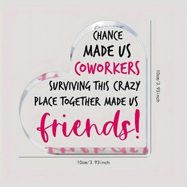 Acrylic Heart Shaped Desktop Ornament, Creative Letter Pattern Decorative Plaque, Desktop Decoration for Home Office, Gift for Coworkers