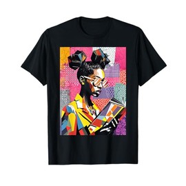 Geometric Black History Educated Women Reading Book Melanin T-Shirt