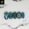 Aquamarine handmade nail tips - Long Round Square / 아쿠아마린