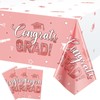Breling 3 Pack Graduation Party Tablecloth Congrats Class of 2025 Graduation Table Covers Grad Cap Table Cloth Rectangle Plastic Tablecloth for Grad Party Decorations(Classic Style,Pink)