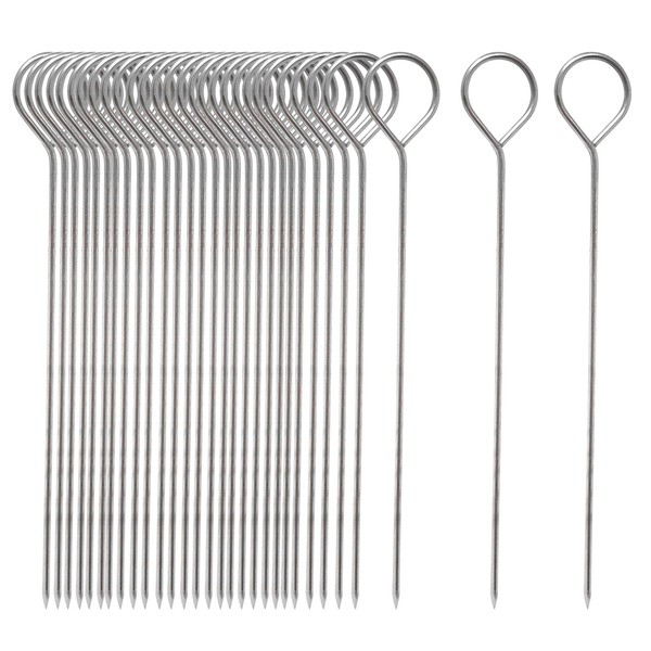 HONBAY 30PCS Stainless Steel Barbecue Skewers Roast Goose Needles Turkey Lacers for Trussing Turkey and Barbecue (5.8 Inch)