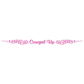 Windshield Sticker Decal for Flat Glass- Cowgirl Up with Barbed Wire - Compatible with Wrangler in Pink - 2x42 inch