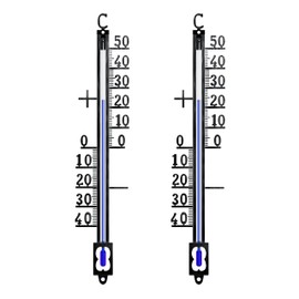 CSL - 2 x Analogue Metal Thermometer - Outdoor Thermometer Weatherproof - Length 19 x Width 3.7 cm - Measuring Range -40°C to +50°C - Classic Design - Set