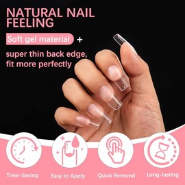 500 uñas postizas transparentes de media cobertura, estilo francés, acrílicas, para manicura, con caja de 10 tamaños, para salones de uñas de moda y b