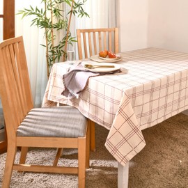 Folkulture Table Cloth 60" x 60", 100% Cotton Square Tablecloth for Kitchen Decor, White Fabric Tablecloth or Farmhouse Table Cover for Dining Table Decor (Dobby Check - Maroon)