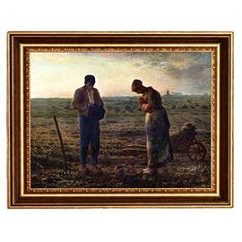 ELITEART-The Angelus by French painter Jean-François Millet Oil Painting Reproduction Giclee Wall Art Canvas Prints-Framed (16x20, Framed(sf801))