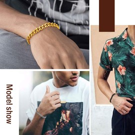 FindChic Curb Bracelet Men Women Stainless Steel Bangle 5 mm 7 mm 9 mm 12 mm Bracelet with Jewellery Box Hip Pop Jewellery for Valentine's Day Birthday, Stainless Steel