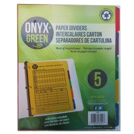 Onyx and Green 5-Pack Paper Dividers with Tabs made from Recycled Paper (6401)