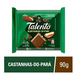GAROTO Talento Chocolate 90 gr. each - PACK of 4. (Chocolate com Castanhas do Para, 4 Pack)