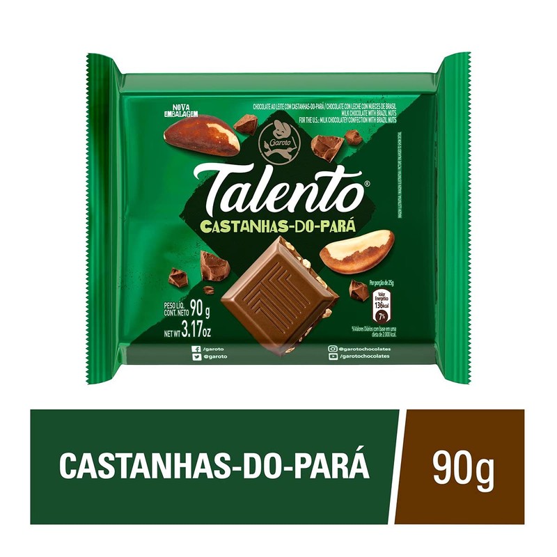 GAROTO Talento Chocolate 90 gr. each - PACK of 4.