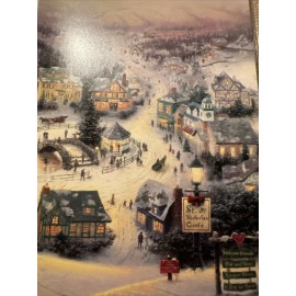 Vtg Unused Christmas Card Thomas Kinkade St Nicholas Circle Village W/Env