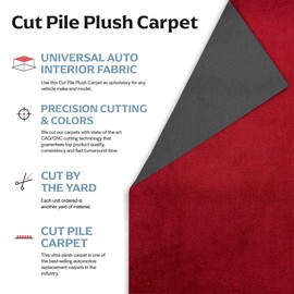 Newark Auto Automotive Cut Pile Plush Carpet, Car Upholstery for Floor Mats, Trunk, Dashboard, Speaker Box, Door Panel, Replacement Carpeting for Vehicle Interior, Truck, 40”W (Red)