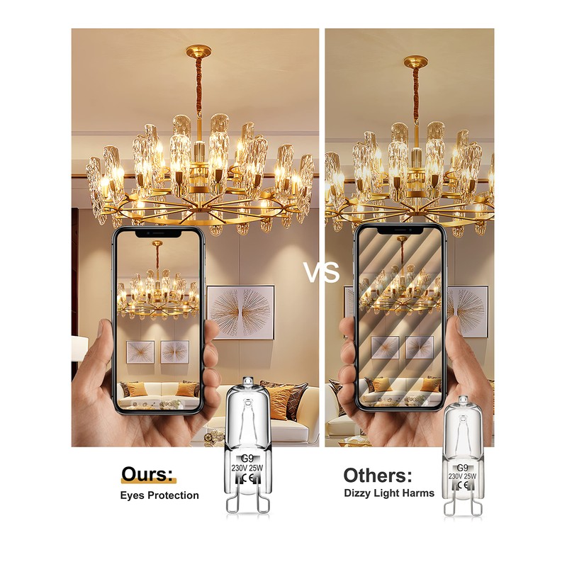 Fulighture G9 Halogen Bulbs, Clear Capsule Halogen Lamps Dimmable, 25W,