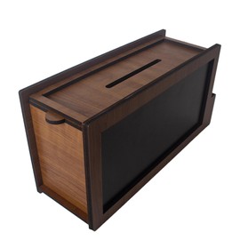 SHUMEI Wooden Suggestion Box with Pen Slot - Push-Pull Type Multipurpose Office Desk Organizer for Feedback, Information Collection, and Voting (brown)