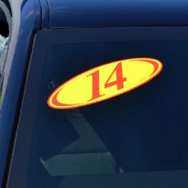 EZ Lettering Car Dealer Windshield Two Digit Oval Model Year Stickers -15 Packs, Red & Yellow
