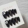 Chic black nails Handmade nail tips - long stiletto /