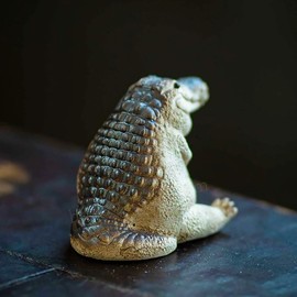 RAMAHP Mini Resin Crocodile, Cute Mini Crocodile Statue Decoration, 1.7"" Fat Tea Pet Alligator Baby Statue Ornament for Indoor Outdoor Home Garden Decoration Animals Figurines, Black