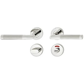 JUVA Door Fitting Interior Door Handle Set L-Shape Door Handle Stainless Steel with Round Rosette for Room Doors – LDH 2171 Bi-Colour | Toilet - Bathroom | 1 Set - Door Handle Set Including Mounting
