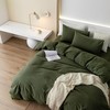 JIYUAN 100% Washed Cotton Duvet Cover Set Comfy Simple Style
