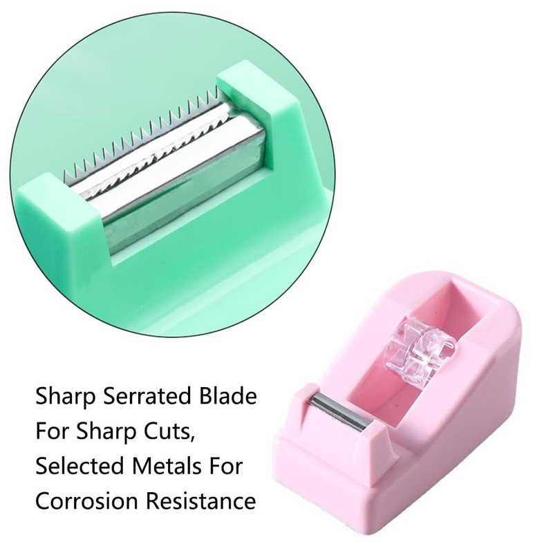 Tape Dispenser, Green Mini Sticky Tape Roll Cutting Tool Refillable
