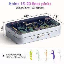 Gerkia Dental Floss Portable Case, Easy to Store Floss Picks of Various Sizes, Portable Dental Floss Dispenser is Perfect for Travelling, Hotels, Dinners, Appointments.Black Flower