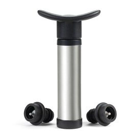 HIC Bar Wine Preserver Pump and Stopper Set, Includes 1 Wine Vacuum Pump and 2 Reusable Bottle Stoppers