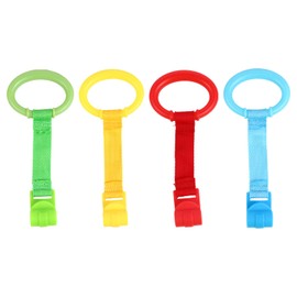 Alipis Alipis 4Pcs Pull Rings, Pull Up Rings Colorful Infant Cot Bed Hand Rings Walking Exercise Accessories Kids Stand Up Handle Rings for Playpen Play Gym, 4 Colors, 21X9.5cm