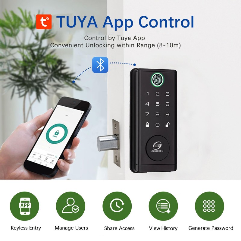 CHEN LCLILICHEN Smart Door Lock, Keyless Entry Deadbolt with Fingerprint,