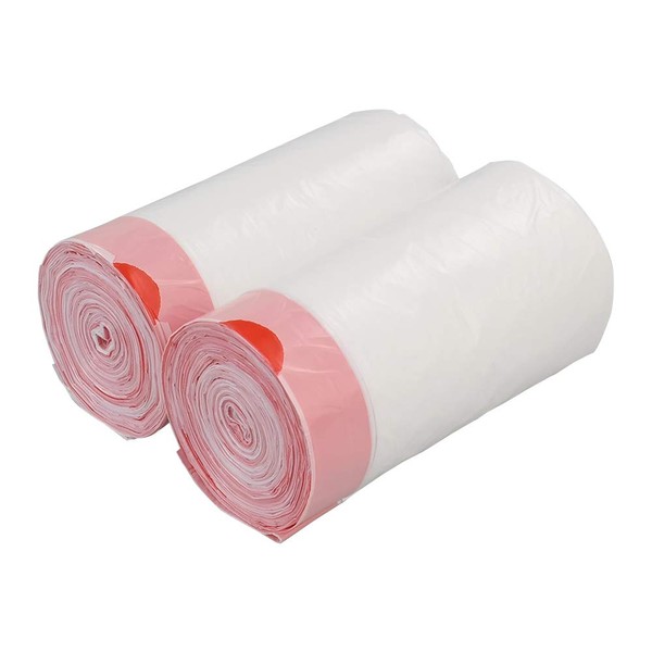 Small Drawstring Trash Bags, 6L White Garbage Bags(2 Rolls/120 Counts）.