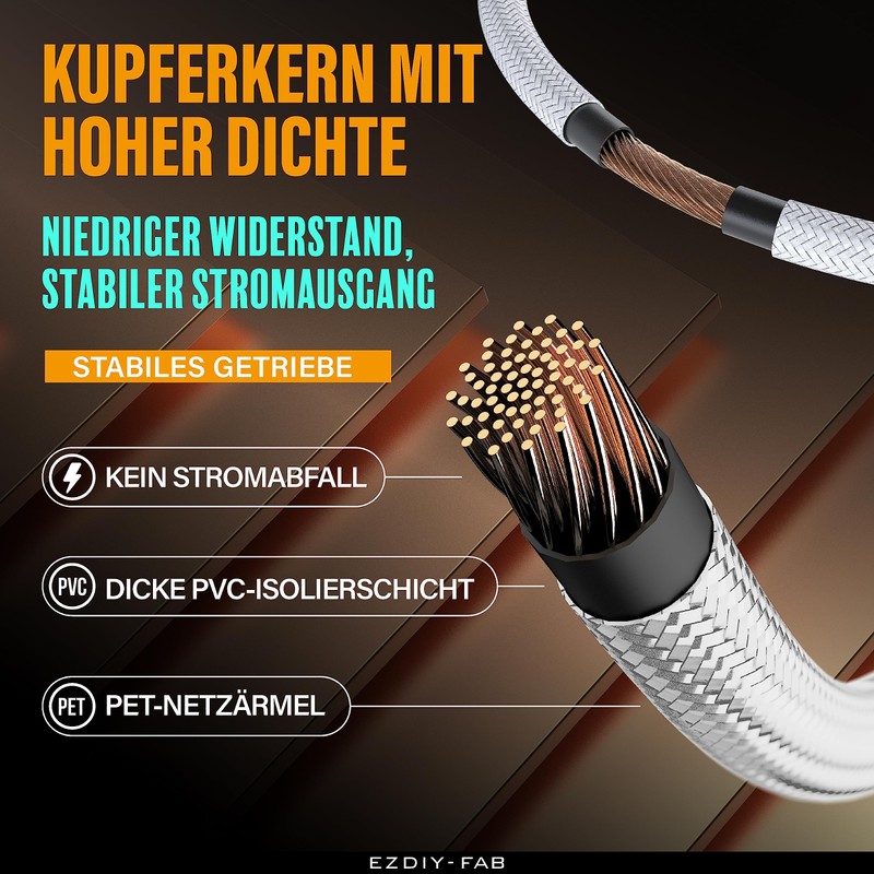 EZDIY-FAB 16AWG PCI-e 5.0 12VHPWR PSU Sleeved Cable, 600W 12+4