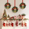 6 Pcs Mini Christmas Wreath with Bell, Berry, Flowers and
