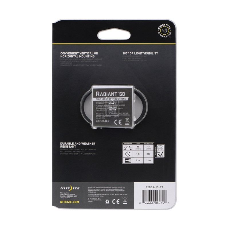 Nite Ize Radiant 50 Lumens Bike Visibility Light, Red