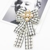 Pearl Bowknot Pre-Tied Brooch Elegant Ribbon Neck Tie Pin for