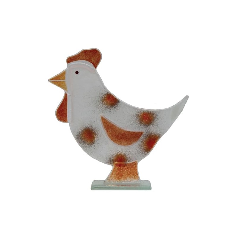 D & J Glassware 92463 Fused Glass Hen