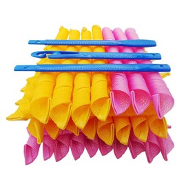55 cm Magic Hair Curlers Spiral Curls Styling Kit for Girl and Women, No Heat Corkscrew Curls Styling and Hooks for Extra Long Hair up to 22"(20Pack)