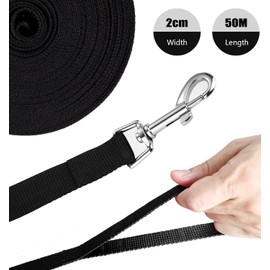 MaiLence Recall Lead 50 m for Dogs, Dog Lead for Large Dogs, 50 m Dog Lead for Small Dogs, 50 m Dog Lead for Medium Dogs, 50 m Cross Country Lead for Large Dogs (Black)