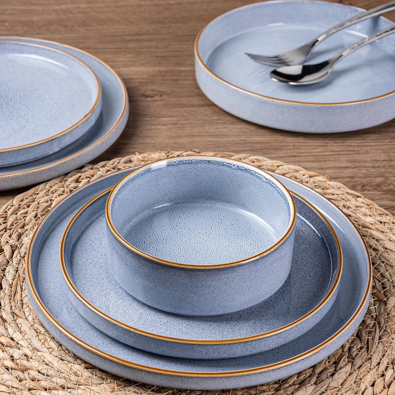 GBHOME Ceramic Dinnerware Sets for 4, 12 Pieces Stoneware Plates