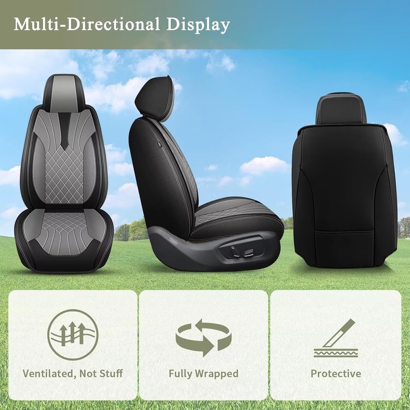 IKABEVEM Breathable Seat Covers for Hyundai Santa Cruz 2022-2025, Leather