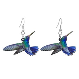 KaFu Cute Acrylic Macaw Parrot Bird Dangle Drop Earrings For Women Creative Funny Owl Dove Eagle Hummingbird Acrylic Animal Earrings Jewelry Gifts (hummingbird-2)