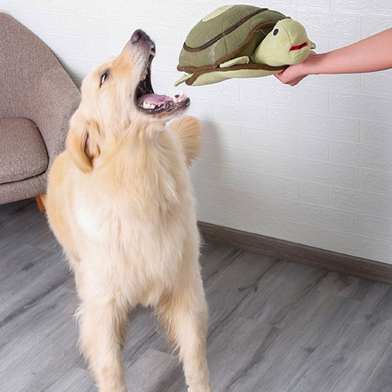 Dog Sniffing Training Toy Squeaky Plush Turtle Shape Interactive Bite