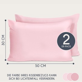 Cushion Cover 30 x 50 cm Renforcé Cotton (Set of 2) – Pink – Densely Woven with 57 Threads/cm² – Pillowcase 50 x 30 cm – Oeko Tex Certified – Dreamzie