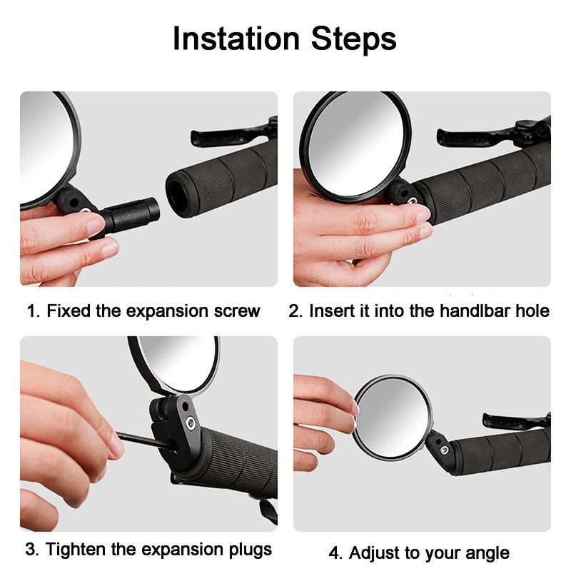 Bike Mirror, Bicycle Mirrors for Handlebars with 360-Degree Rotation and