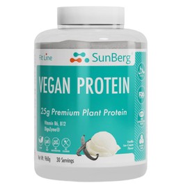 Sunberg Vegan Protein Blend - 25g Plant Protein Vitamin B6 B12 DigeZyme No Artificial Flavours Additives Gluten Free - 1005g Vanilla Icecream 30 Servings