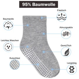 SUOSDEY Stopper Socks Children 12 Pairs Non-Slip Socks Cotton Non-Slip Socks Children ABS Non-Slip Socks for 1-7 Years, 02 black x 4 + light grey x 4 + white x 4